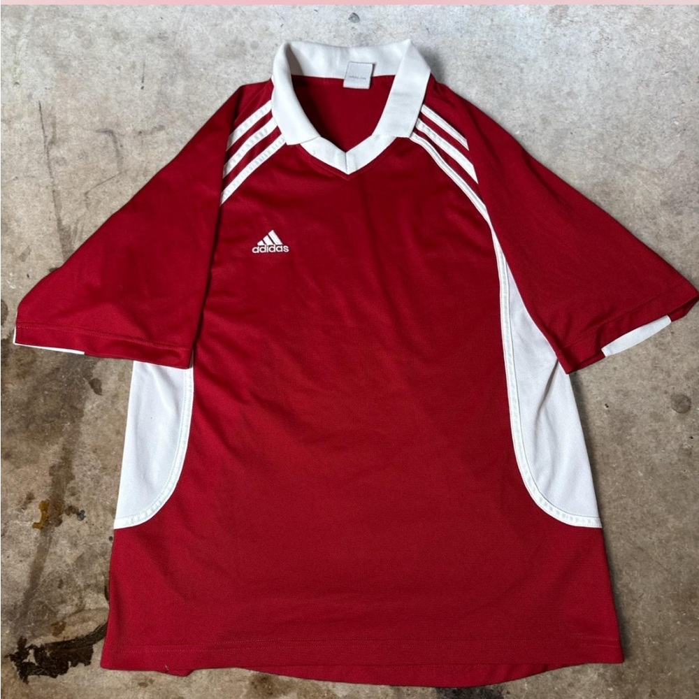 Adidas Red Y2K Collared Jersey
